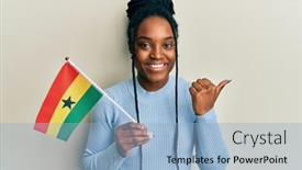  Presentation with ghana flag - PPT theme having african-american-woman-with-braided background and a light blue colored foreground