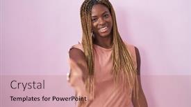  Presentation with pink business - Slide set having african-american-woman-with-braided background and a coral colored foreground