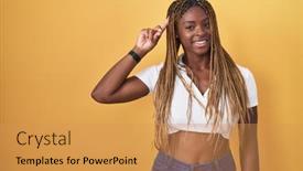  Presentation with thought - Slide deck having african-american-woman-with-braided background and a yellow colored foreground