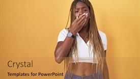  Presentation with sleepiness - Slides with african-american-woman-with-braided background and a  colored foreground