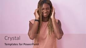  Presentation with deaf - PPT theme featuring african-american-woman-with-braided background and a coral colored foreground