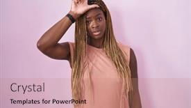  Presentation with african people - Presentation theme consisting of african-american-woman-with-braided background and a coral colored foreground