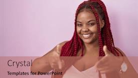  Presentation with american energy - Presentation theme having african-american-woman-with-braided background and a coral colored foreground