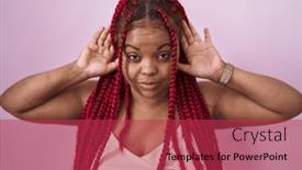  Presentation with deaf - PPT theme enhanced with african-american-woman-with-braided background and a red colored foreground