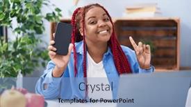  Presentation with african american woman question - Slides enhanced with african-american-woman-with-braided background and a light blue colored foreground