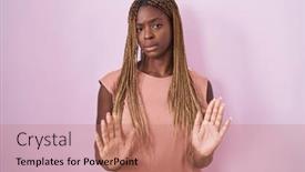  Presentation with forbidden - Presentation design consisting of african-american-woman-with-braided background and a coral colored foreground
