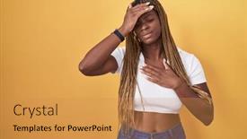  Presentation with fever - Presentation design with african-american-woman-with-braided background and a gold colored foreground