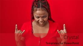  Presentation with rock star - PPT theme consisting of african-american-woman-with-braided background and a crimson colored foreground