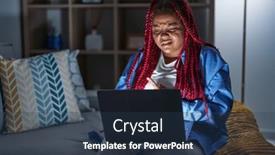  Presentation with forefinger - Theme consisting of african-american-woman-with-braided background and a tawny brown colored foreground