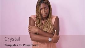  Presentation with woman sad - Slides having african-american-woman-with-braided background and a red colored foreground