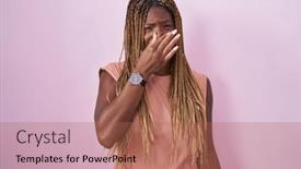  Presentation with bad breath - PPT theme having african-american-woman-with-braided background and a coral colored foreground