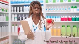  Presentation with woman crying - Presentation theme featuring african-american-woman-with-braided background and a coral colored foreground