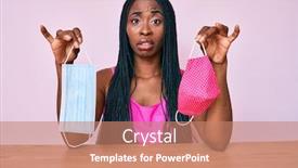  Presentation with masks - Presentation design with african-american-woman-with-braids background and a coral colored foreground