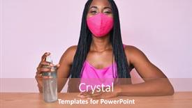  Presentation with hand sanitizer - Audience pleasing slide deck consisting of african-american-woman-with-braids backdrop and a coral colored foreground