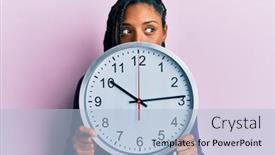  Presentation with clock face - PPT layouts with african-american-woman-with-braids background and a light blue colored foreground