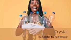  Presentation with plastic recycling - Presentation consisting of african-american-woman-with-braids background and a gold colored foreground