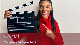  Presentation with clapboard - Amazing presentation theme having african-american-woman-with-braids backdrop and a wine colored foreground