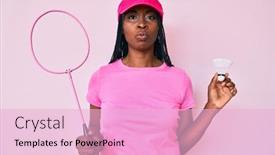  Presentation with badminton - PPT theme featuring african-american-woman-with-braids background and a lemonade colored foreground