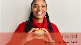  Presentation with hamburger - Cool new theme with african-american-woman-with-braids backdrop and a red colored foreground