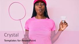  Presentation with badminton - Slide set with african-american-woman-with-braids background and a lemonade colored foreground