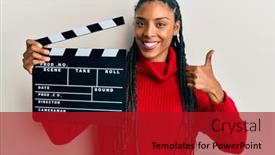  Presentation with clapboard - Presentation consisting of african-american-woman-with-braids background and a crimson colored foreground