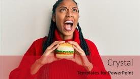  Presentation with eating - PPT theme featuring african-american-woman-with-braids background and a crimson colored foreground