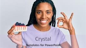  Presentation with cheesecake - Audience pleasing PPT theme consisting of african-american-woman-with-braids backdrop and a light blue colored foreground