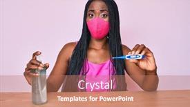  Presentation with hand sanitizer - Amazing PPT layouts having african-american-woman-with-braids backdrop and a coral colored foreground