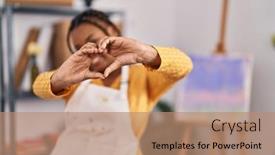  Presentation with american heart - Presentation design having african-american-woman-with-braids background and a  colored foreground