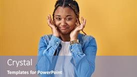  Presentation with yellow music - PPT theme enhanced with african-american-woman-with-braids background and a teal colored foreground