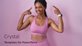  Presentation with thought - PPT theme enhanced with african-american-woman-with-braids background and a coral colored foreground