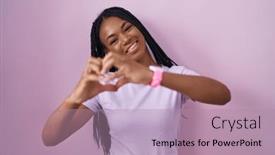  Presentation with american heart - Presentation theme having african-american-woman-with-braids background and a coral colored foreground