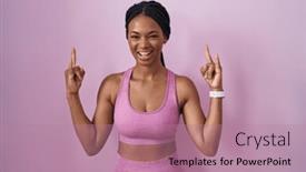 Presentation with rock star - Slide deck enhanced with african-american-woman-with-braids background and a coral colored foreground