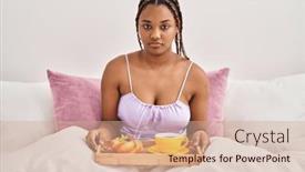  Presentation with attitude - Presentation design with african-american-woman-with-braids background and a coral colored foreground