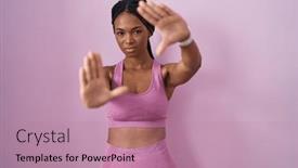  Presentation with frame pink - Presentation design consisting of african-american-woman-with-braids background and a coral colored foreground