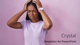  Presentation with migraine - PPT theme consisting of african-american-woman-with-braids background and a coral colored foreground
