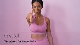  Presentation with pink business - PPT theme featuring african-american-woman-with-braids background and a coral colored foreground