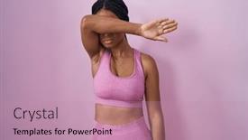  Presentation with woman sad - Presentation design having african-american-woman-with-braids background and a coral colored foreground