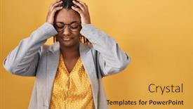  Presentation with headache - Slide set enhanced with african-american-woman-with-braids background and a yellow colored foreground