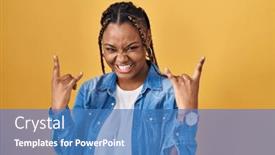  Presentation with rock music - Presentation theme featuring african-american-woman-with-braids background and a teal colored foreground
