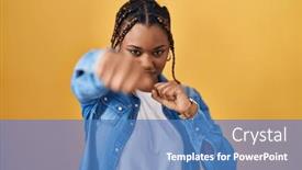  Presentation with violence - PPT layouts having african-american-woman-with-braids background and a teal colored foreground