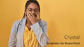  Presentation with sleepiness - Presentation consisting of african-american-woman-with-braids background and a yellow colored foreground