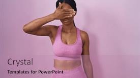  Presentation with sportswear - Presentation theme consisting of african-american-woman-with-braids background and a coral colored foreground