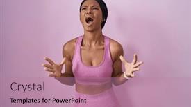  Presentation with yelling - PPT theme enhanced with african-american-woman-with-braids background and a coral colored foreground
