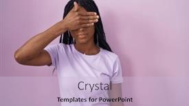  Presentation with sad woman - Theme with african-american-woman-with-braids background and a light blue colored foreground