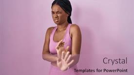  Presentation with sportswear - Slides having african-american-woman-with-braids background and a coral colored foreground