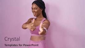  Presentation with american energy - PPT theme featuring african-american-woman-with-braids background and a coral colored foreground