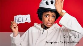  Presentation with curly hair - Audience pleasing presentation theme consisting of african-american-woman-with-curly backdrop and a light gray colored foreground