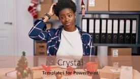  Presentation with african american woman question - Theme enhanced with african-american-woman-working background and a  colored foreground