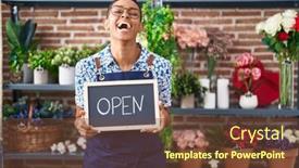  Presentation with working - PPT layouts with african-american-woman-working background and a tawny brown colored foreground